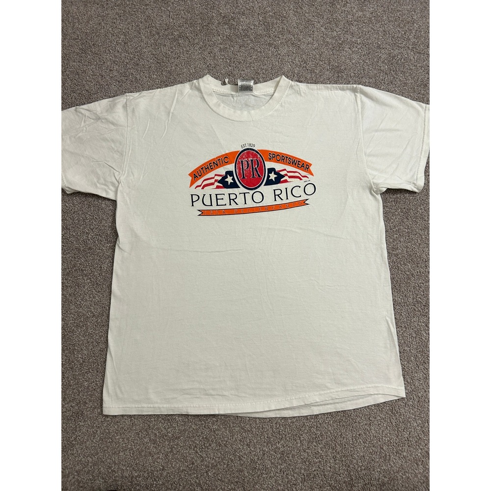 Fruit of the Loom Puerto Rico T-Shirt Mens XL White Good Graphic Tee Sportswear